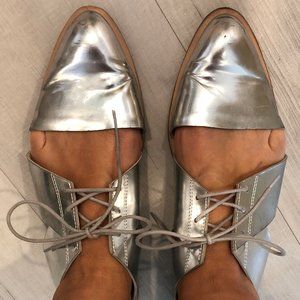 Loeffler Randall Silver Metallic Flat Shoes Sz 8.5